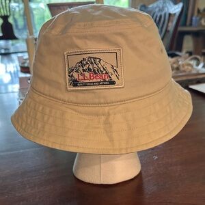 L.L. Bean Beige Bucket Hat with Mountain Patch